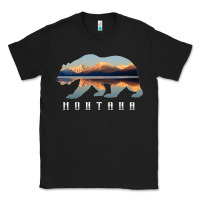 Black Montana Bear with Glacier National Park Lake Image Souvenir Classic Tee - trangStudio
