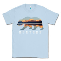 Dusty Blue Montana Bear with Glacier National Park Lake Image Souvenir Classic Tee - trangStudio