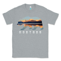 Heather Grey Montana Bear with Glacier National Park Lake Image Souvenir Classic Tee - trangStudio