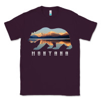Plum Montana Bear with Glacier National Park Lake Image Souvenir Classic Tee - trangStudio