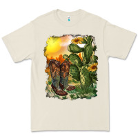 Bone western boots with cactus and desert Premium Tee - RanaPortraitStore