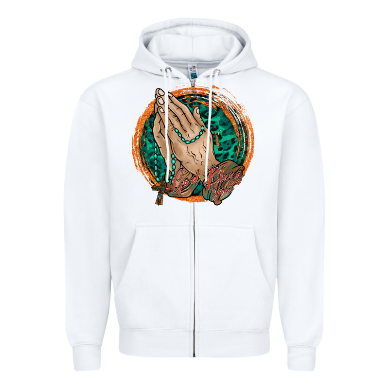 God Bless You Zipper Hoodie by RacoonDesign | Teevron