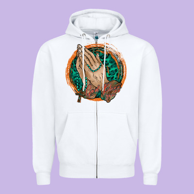 God Bless You Zipper Hoodie Designed By Racoondesign