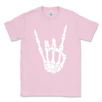 Bubblegum Pink halloween skeleton hand horns rock n roll music lover tank top Classic Tee - trangStudio