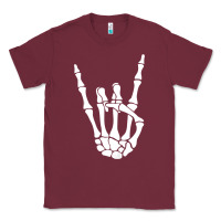 Burgundy halloween skeleton hand horns rock n roll music lover tank top Classic Tee - trangStudio