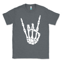 Charcoal Heather halloween skeleton hand horns rock n roll music lover tank top Classic Tee - trangStudio