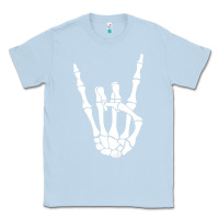 Dusty Blue halloween skeleton hand horns rock n roll music lover tank top Classic Tee - trangStudio