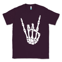 Plum halloween skeleton hand horns rock n roll music lover tank top Classic Tee - trangStudio