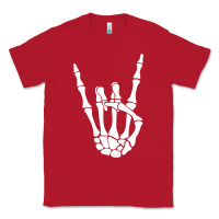 Red halloween skeleton hand horns rock n roll music lover tank top Classic Tee - trangStudio