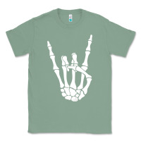 Sage halloween skeleton hand horns rock n roll music lover tank top Classic Tee - trangStudio