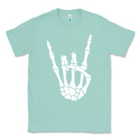 Seafoam halloween skeleton hand horns rock n roll music lover tank top Classic Tee - trangStudio