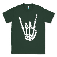 Sports Green halloween skeleton hand horns rock n roll music lover tank top Classic Tee - trangStudio