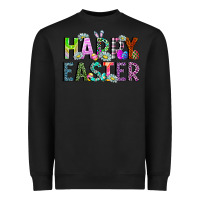 Black Happy Easter Heavyweight Sweatshirt - CowhideDigitalArt