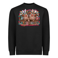Black Happy Easter Heavyweight Sweatshirt - CowhideDigitalArt