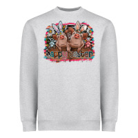 Heather Grey Happy Easter Heavyweight Sweatshirt - CowhideDigitalArt