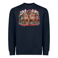Navy Happy Easter Heavyweight Sweatshirt - CowhideDigitalArt