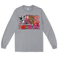 Heather Grey kiss machine with lips olivia Long Sleeve Tee - OliviaCreatesArt