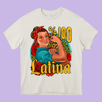 Hundred Percent Latina Strong Woman Heavy Core Tee Designed By Jasminsmagicworld