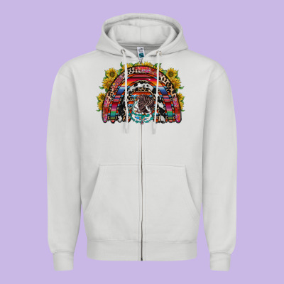 Mexican Rainbow Zipper Hoodie Designed By Racoondesign