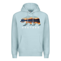Blue Mist Montana Bear with Glacier National Park Lake Image Souvenir Premium Hoodie - trangStudio