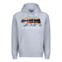 Heather Grey Montana Bear with Glacier National Park Lake Image Souvenir Premium Hoodie - trangStudio