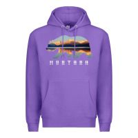 Purple Montana Bear with Glacier National Park Lake Image Souvenir Premium Hoodie - trangStudio