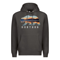 Smoke Montana Bear with Glacier National Park Lake Image Souvenir Premium Hoodie - trangStudio