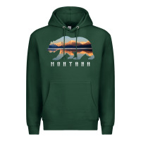 Sports Green Montana Bear with Glacier National Park Lake Image Souvenir Premium Hoodie - trangStudio