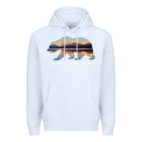 White Montana Bear with Glacier National Park Lake Image Souvenir Premium Hoodie - trangStudio