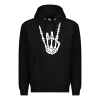 Black halloween skeleton hand horns rock n roll music lover tank top Premium Hoodie - trangStudio