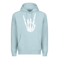 Blue Mist halloween skeleton hand horns rock n roll music lover tank top Premium Hoodie - trangStudio