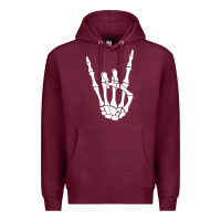 Burgundy halloween skeleton hand horns rock n roll music lover tank top Premium Hoodie - trangStudio