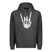Charcoal Heather halloween skeleton hand horns rock n roll music lover tank top Premium Hoodie - trangStudio