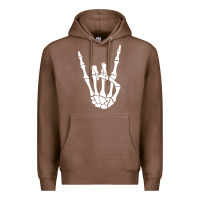 Chestnut halloween skeleton hand horns rock n roll music lover tank top Premium Hoodie - trangStudio