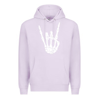 Lilac halloween skeleton hand horns rock n roll music lover tank top Premium Hoodie - trangStudio