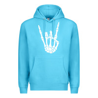 Ocean Blue halloween skeleton hand horns rock n roll music lover tank top Premium Hoodie - trangStudio