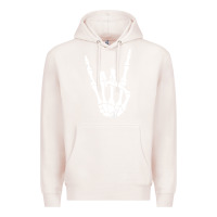 Pale Pink halloween skeleton hand horns rock n roll music lover tank top Premium Hoodie - trangStudio