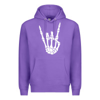Purple halloween skeleton hand horns rock n roll music lover tank top Premium Hoodie - trangStudio