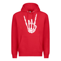 Red halloween skeleton hand horns rock n roll music lover tank top Premium Hoodie - trangStudio