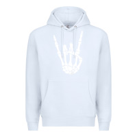 White halloween skeleton hand horns rock n roll music lover tank top Premium Hoodie - trangStudio