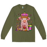 Army Green mardi gras pig Long Sleeve Tee - OliviaCreatesArt