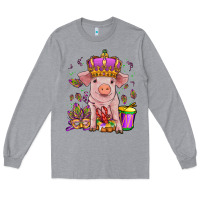 Heather Grey mardi gras pig Long Sleeve Tee - OliviaCreatesArt