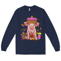 Navy mardi gras pig Long Sleeve Tee - OliviaCreatesArt