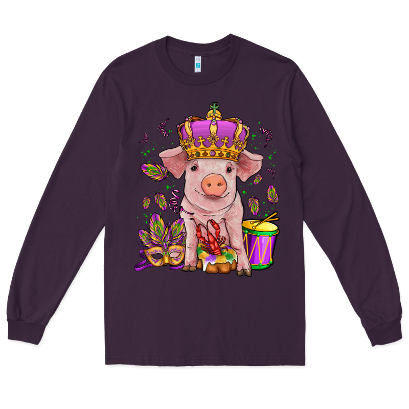 Mardi Gras Pig Long Sleeve Tee by OliviaCreatesArt | Teevron