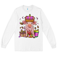 White mardi gras pig Long Sleeve Tee - OliviaCreatesArt