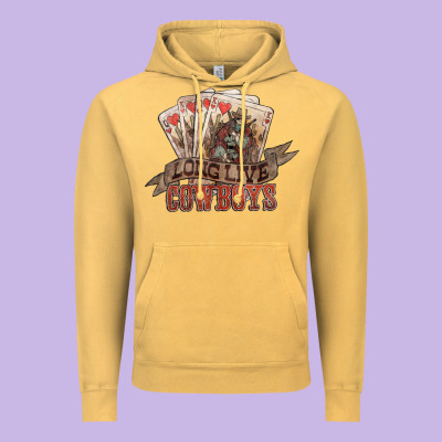 Long Live Cowboys Cards Vintage Hoodie Designed By Howdyjamesfarm