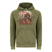Vintage Olive Long live cowboys cards Vintage Hoodie - HowdyJamesFarm