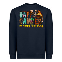 Navy Happy Camper Be Happy Or Go Away Heavyweight Sweatshirt - CowhideDigitalArt