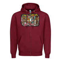 Burgundy mini western Zipper Hoodie - RacoonDesign