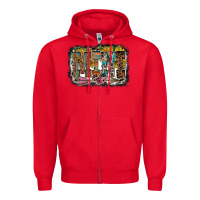Red mini western Zipper Hoodie - RacoonDesign